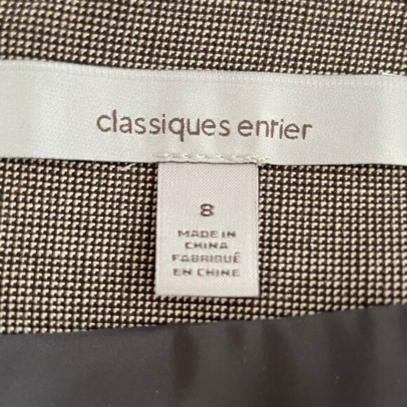 Classiques Entier Lined 100% Virgin Wool Check Print Pencil Skirt Grey+Tan Sz 8 - Picture 6 of 8